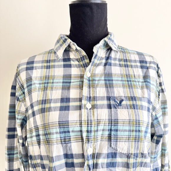 Men’s Vintage Y2K American Eagle Outfitters Plaid Button-Down – Size Medium - Picture 3 of 3